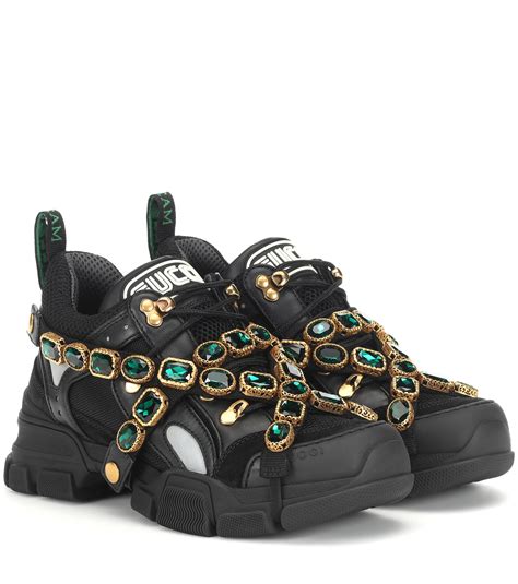 black gucci sneakers with jewels|Gucci sneakers with rhinestones.